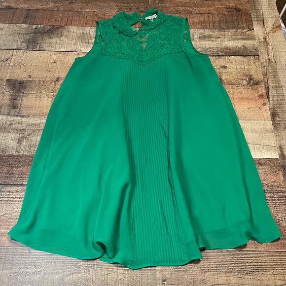 Asos | Tiny FLAW Women's Green Lace Button Back Halter Shift Dress Sz 8 - Picture 3 of 7